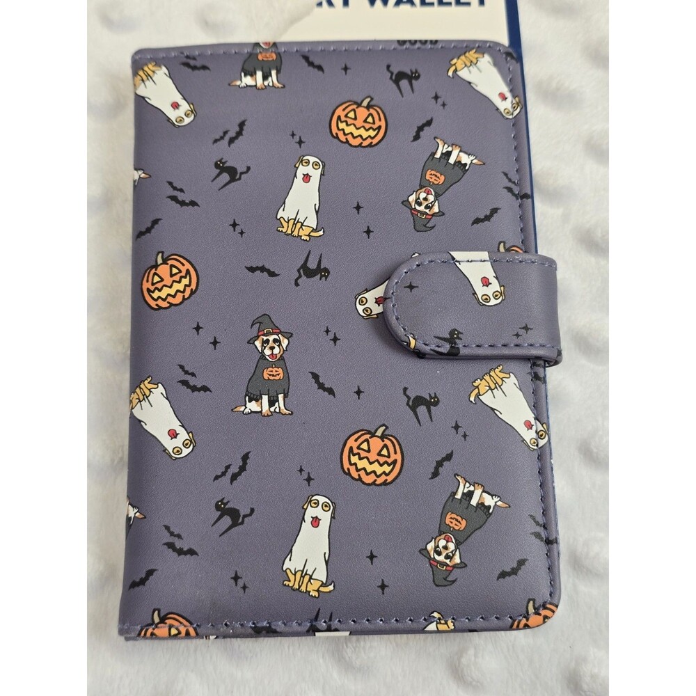 Halloween Wallet ID Card Passport Holder Organizer New Life Is Good Dogs Tricks